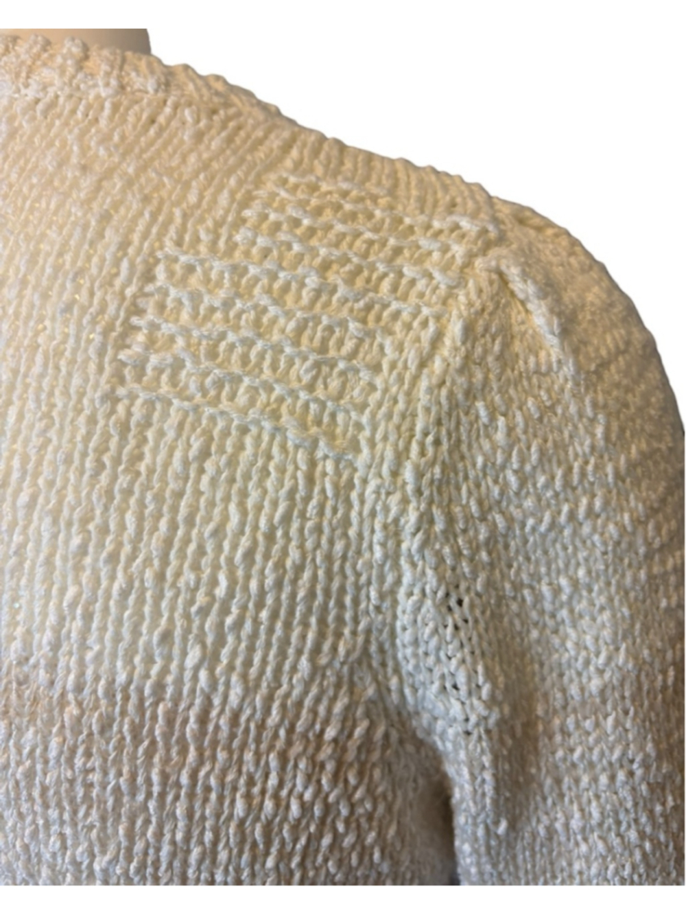 Heartloom Cream Textured Knit Sweater, L, Openwork Coastal Neutral - Picture 13 of 16